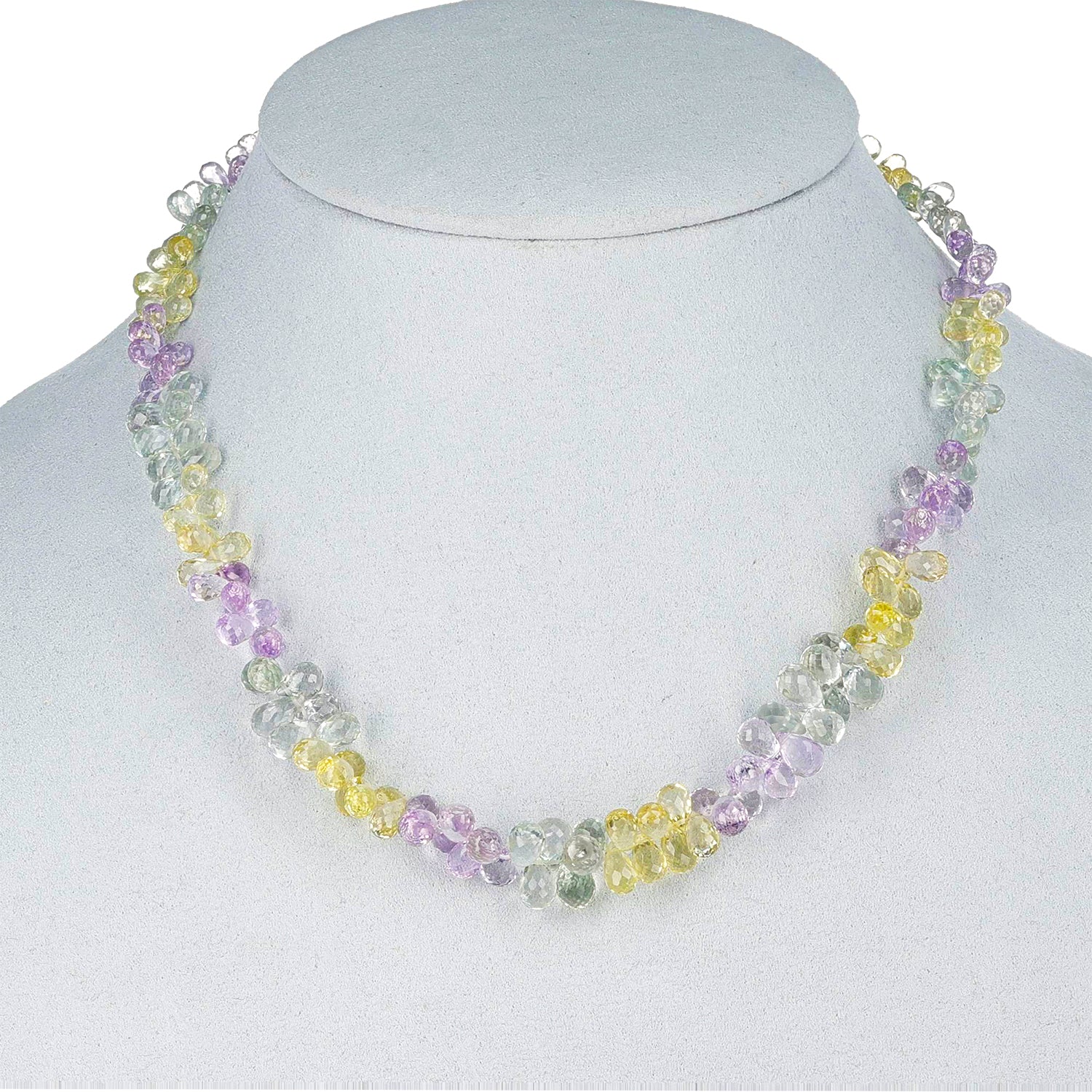 Mixed Semi-Precious Briolette Beads Necklace, 14k