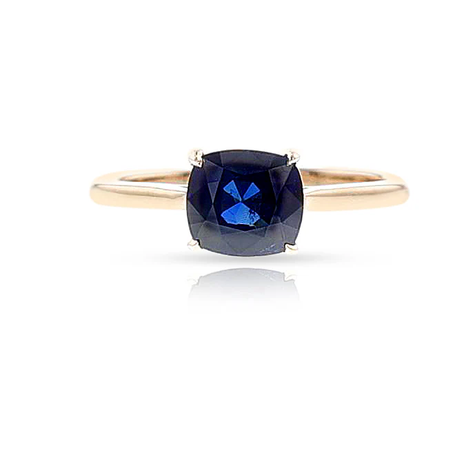 GIA Certified 1.69 ct. Unheated Burma Sapphire Ring with Diamonds, 14k Yellow