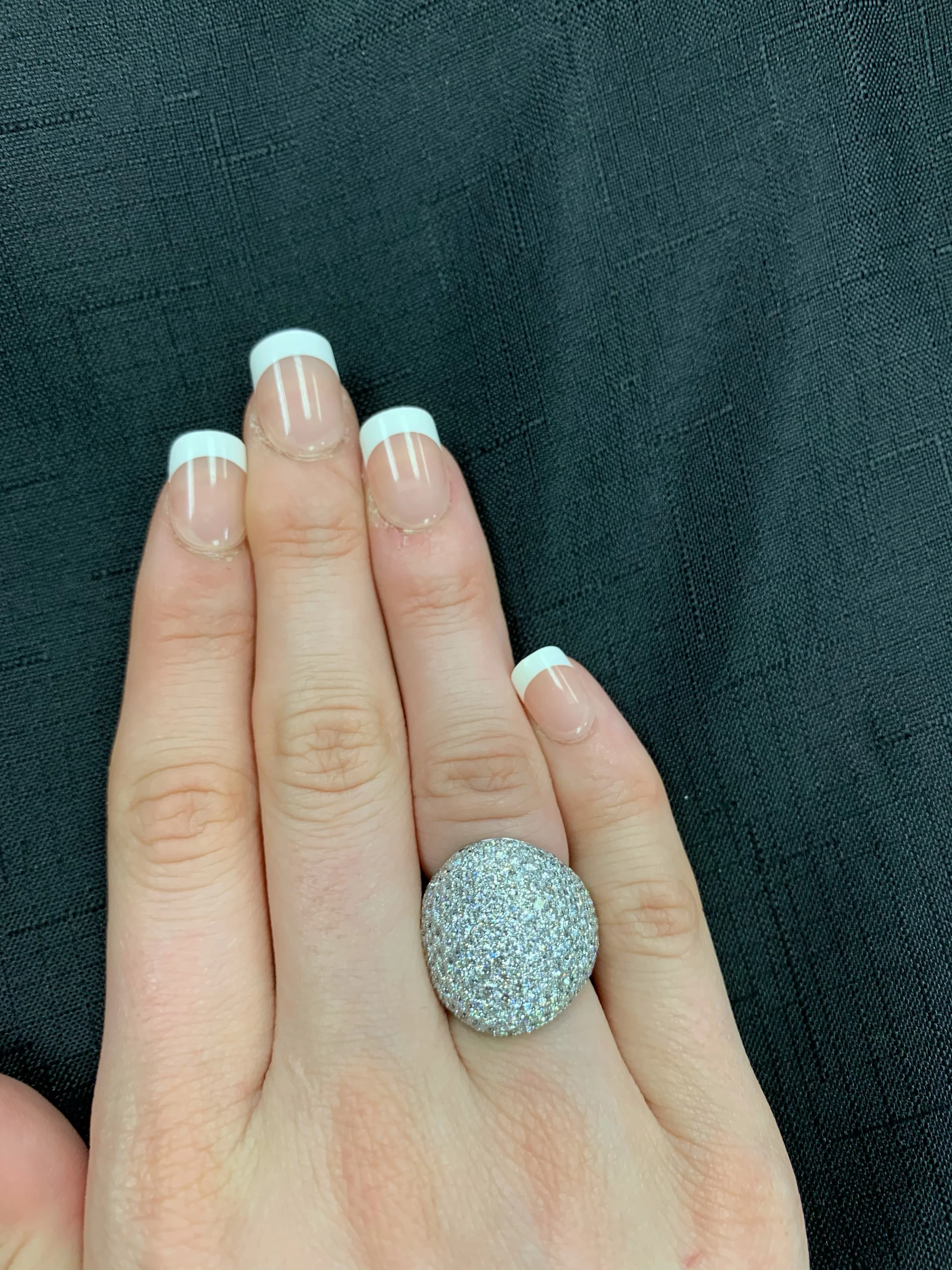 3.50 carats 201 Round White Diamonds Bombe Cocktail Ring, 18 Karat White Gold