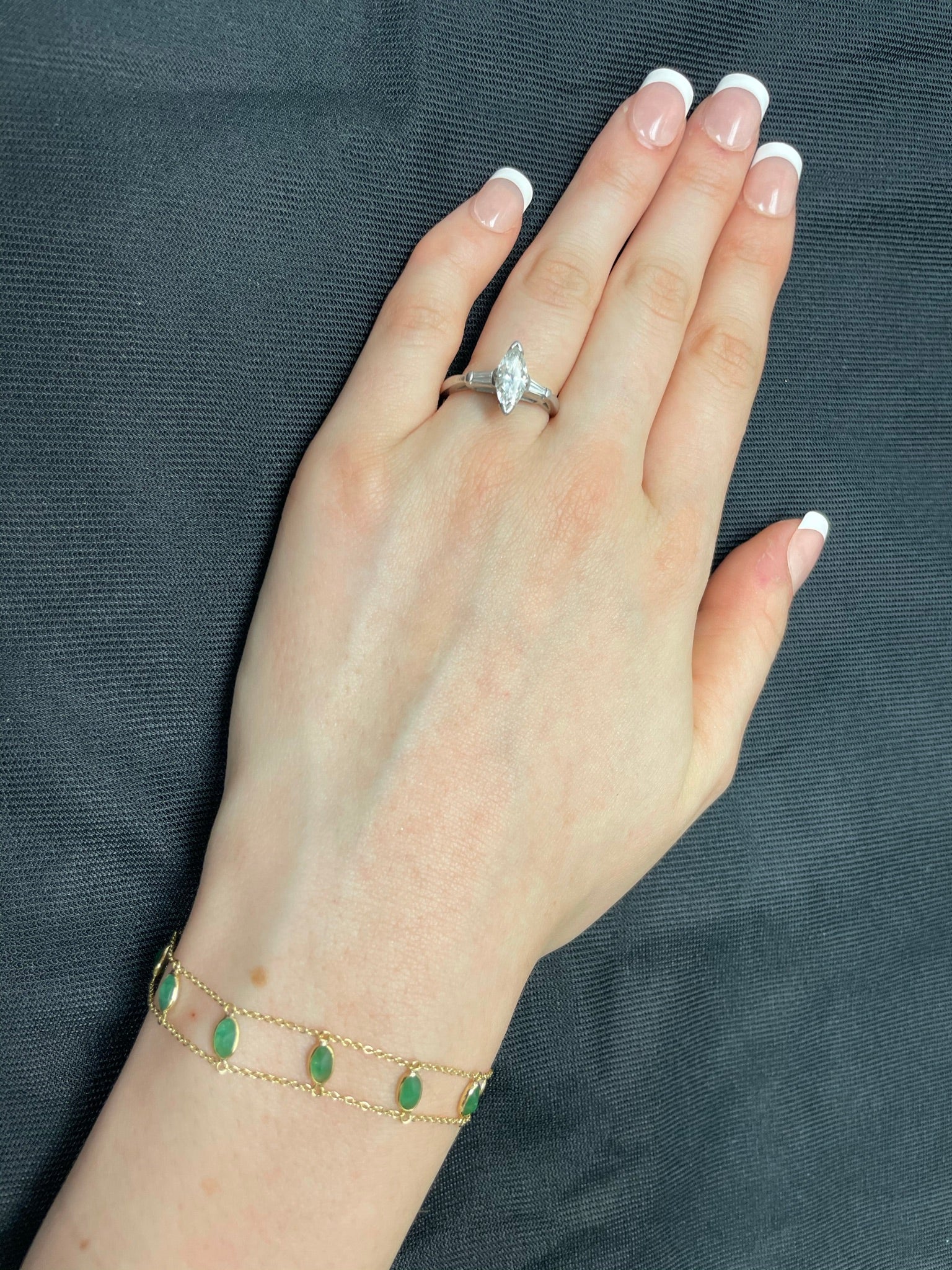 Oval Genuine Emerald 18k Yellow Gold Bracelet