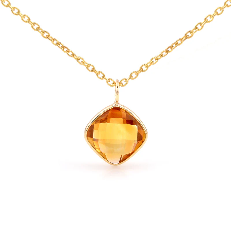 14k Yellow Gold Cushion Sky Blue Topaz Pendant