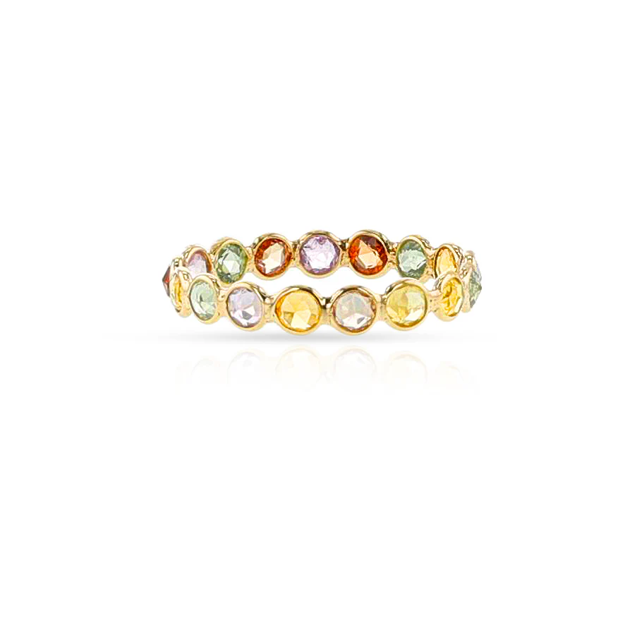 Round Multi-Sapphire Cut Stone Band, 18K