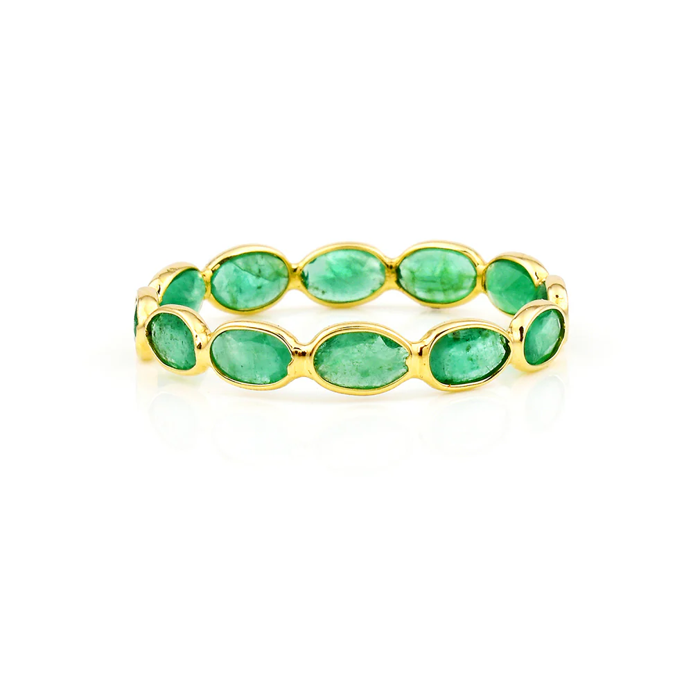 Oval Emerald Horizontal Band, Yellow Gold