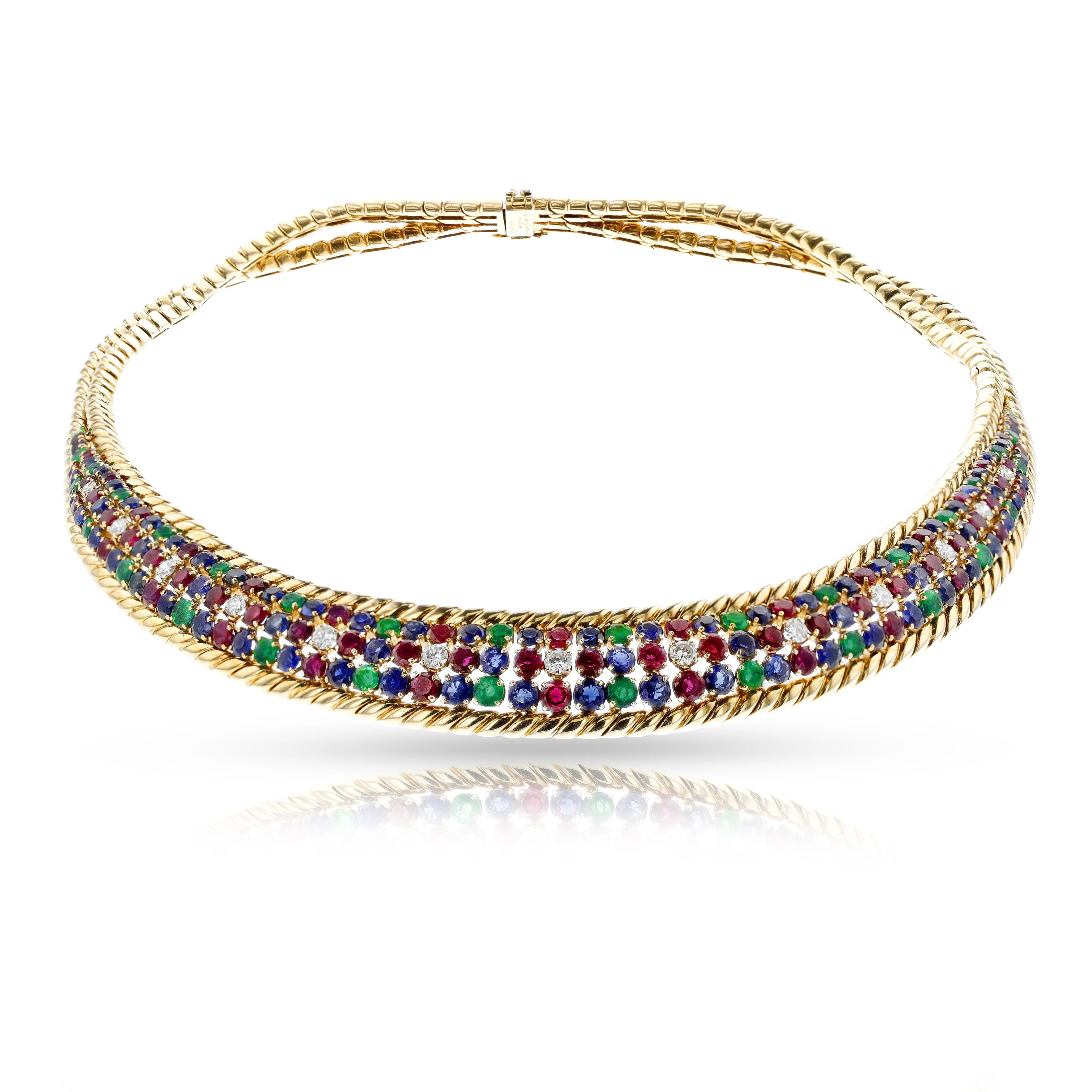 Mauboussin Ruby, Emerald, Sapphire and Diamond Necklace, 18k