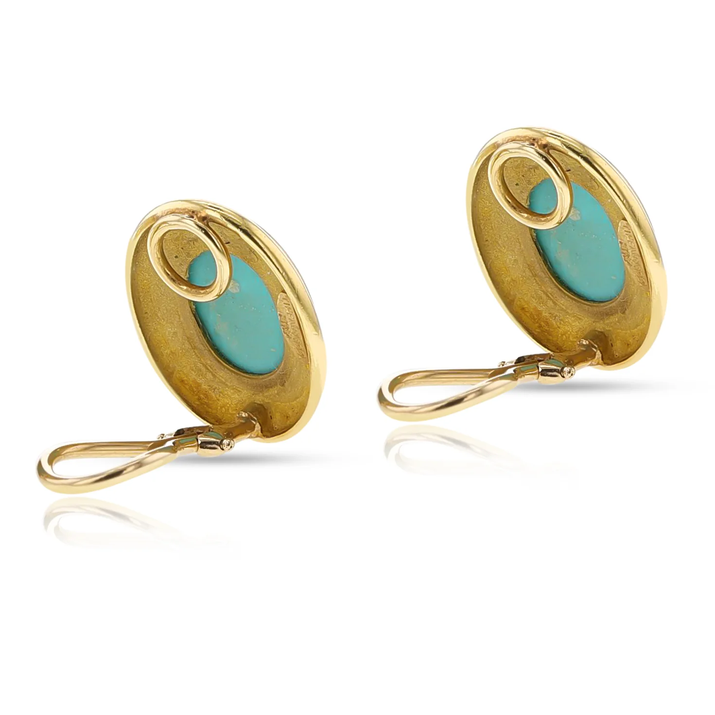 Tiffany & Co. Turquoise Cabochon and Gold Earrings, 18K