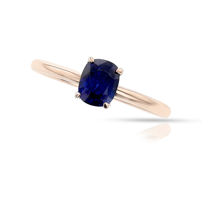 GIA Certified 0.80 ct. Unheated Burma Sapphire Ring, 14k Rose