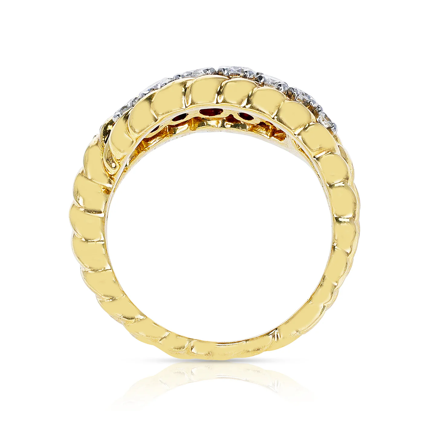 Van Cleef & Arpels Two Row Ruby and Diamond Twisted Rope-Style Gold, 18K