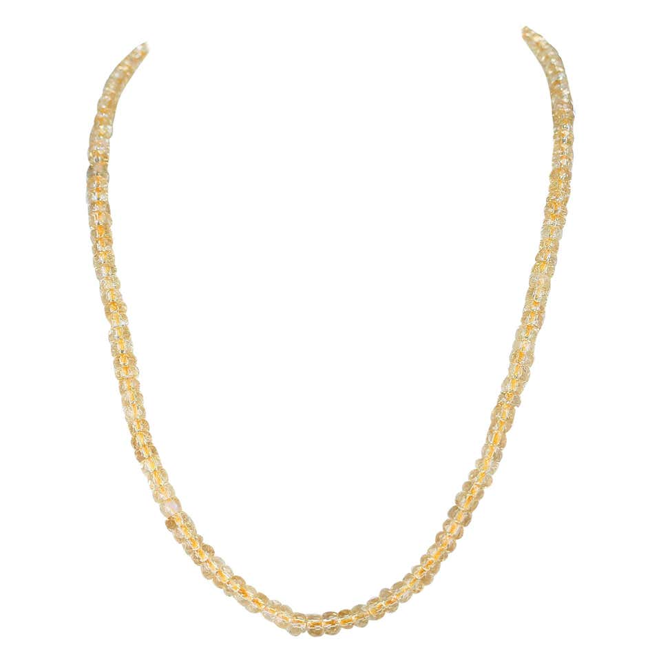 Genuine & Natural Citrine Faceted Beads Necklace