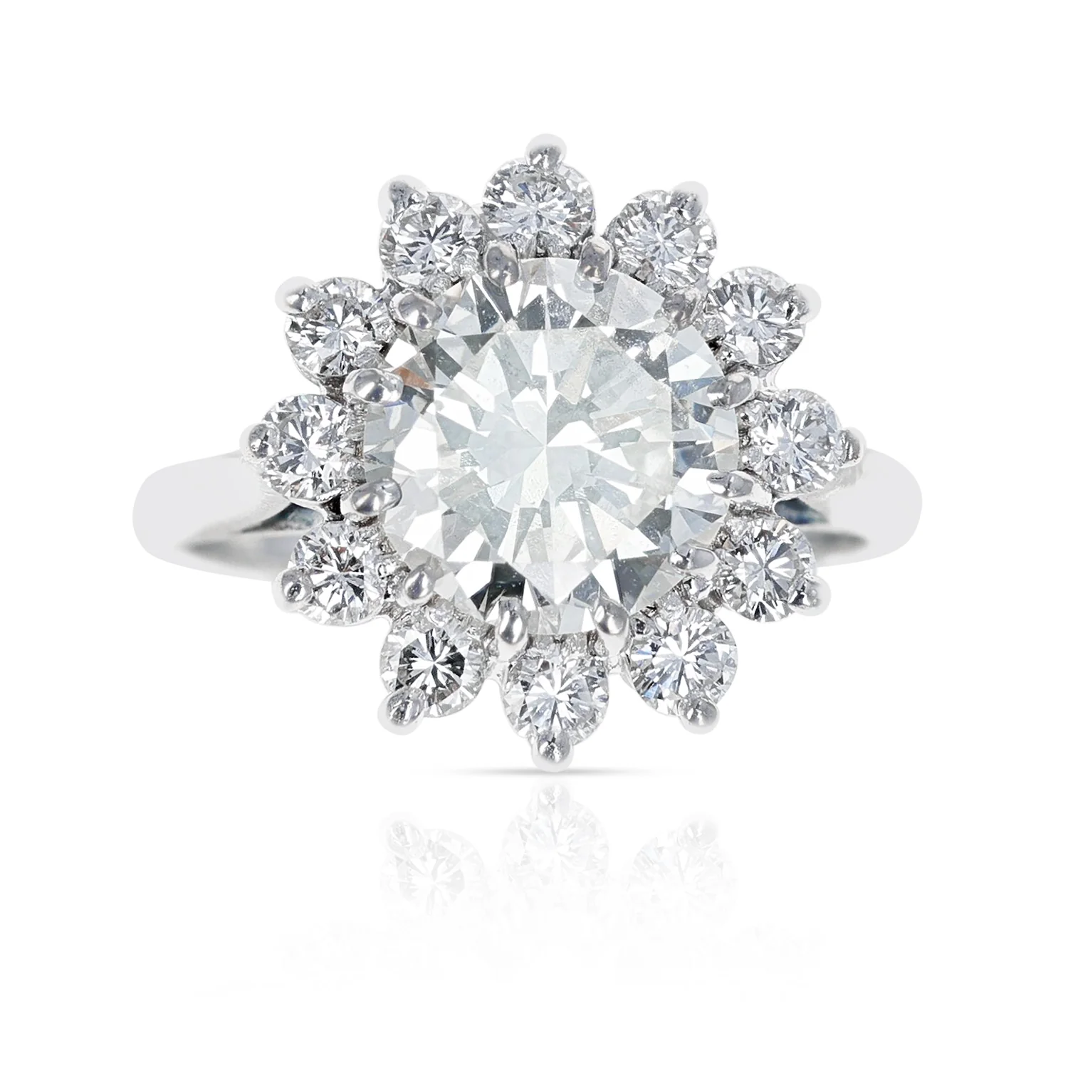2.59 ct. M VVS2 Round Diamond Ring accented with Diamonds, Platinum