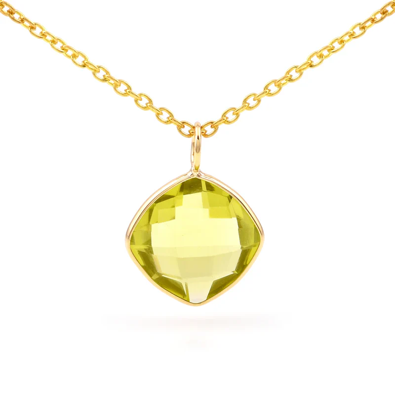 14k Yellow Gold Cushion Sky Blue Topaz Pendant