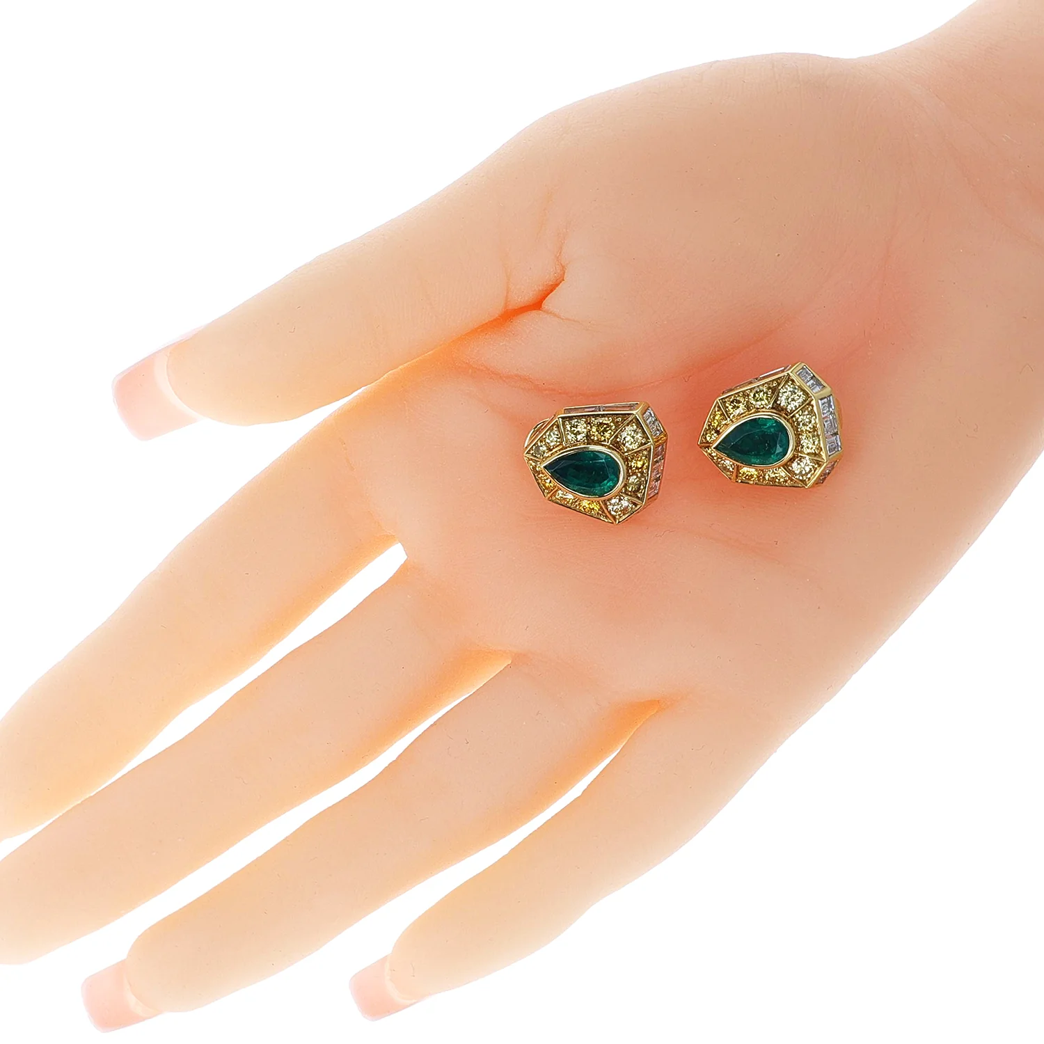 Bvlgari AGL Certified 3.15 ct. Colombian Pear Emerald Earrings with Diamonds