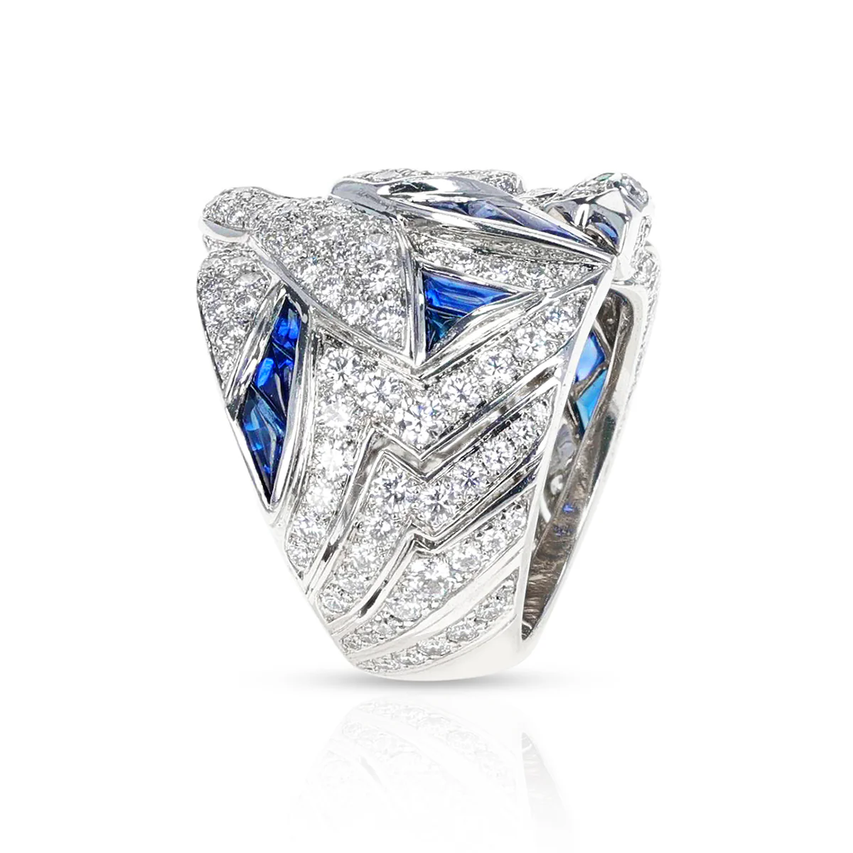 Cartier Les Oiseaux Libérés Diamond, Emerald and Sapphire Ring