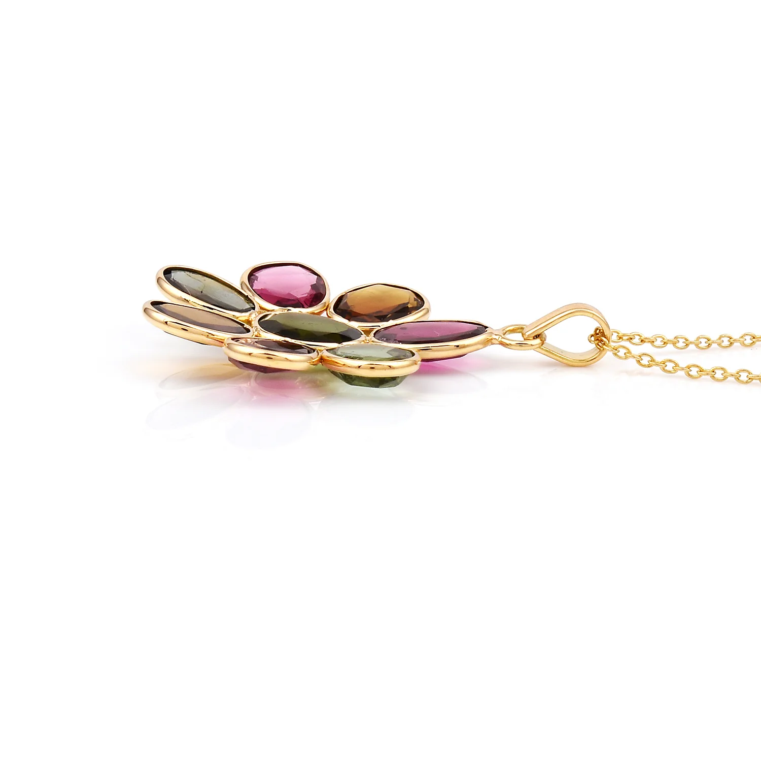 Mixed Shape Tourmaline Pendant, 18K Yellow Gold