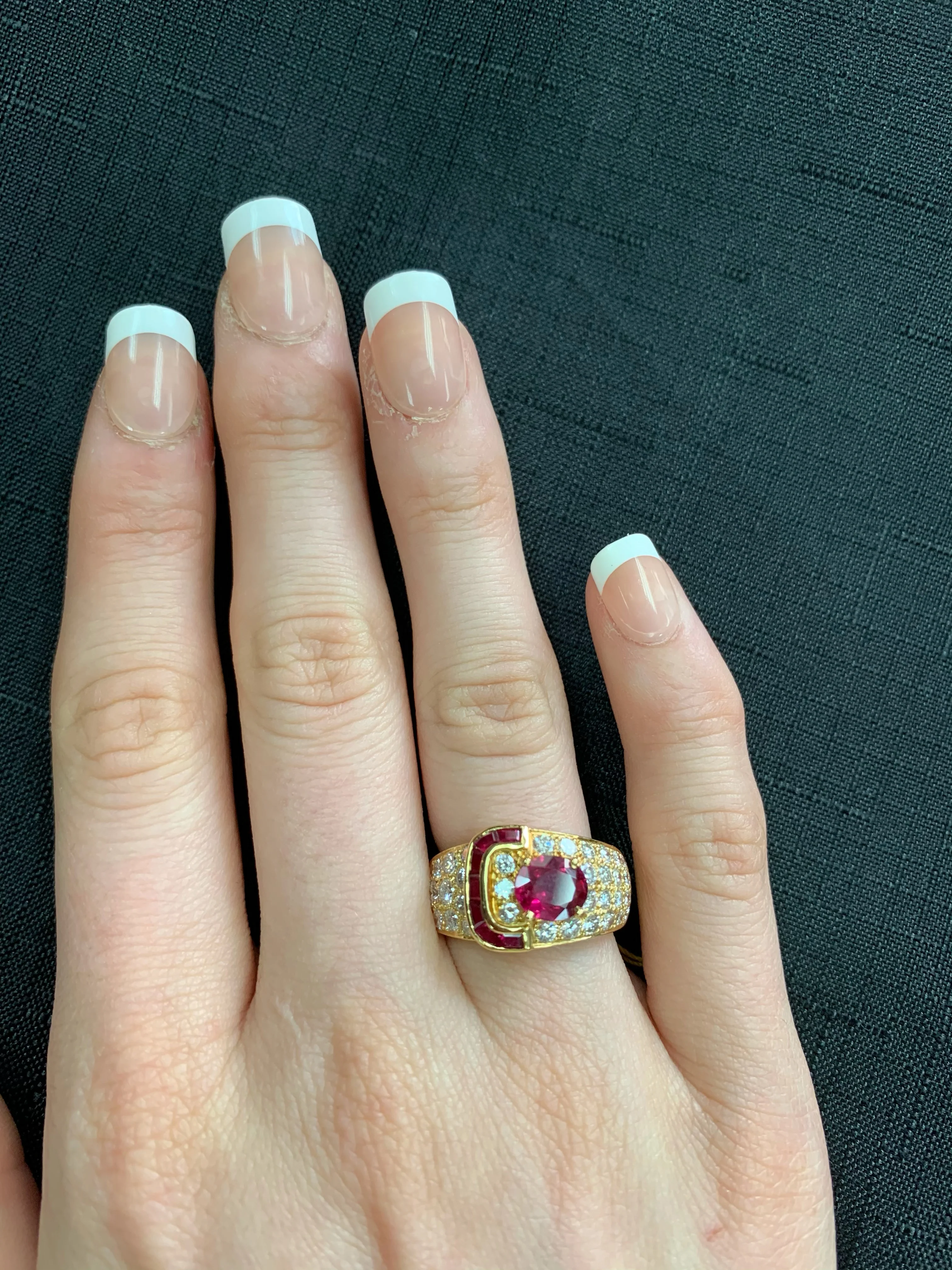Van Cleef & Arpels Oval Ruby and Diamond Ring with Invisibly Set Rubies, 18k