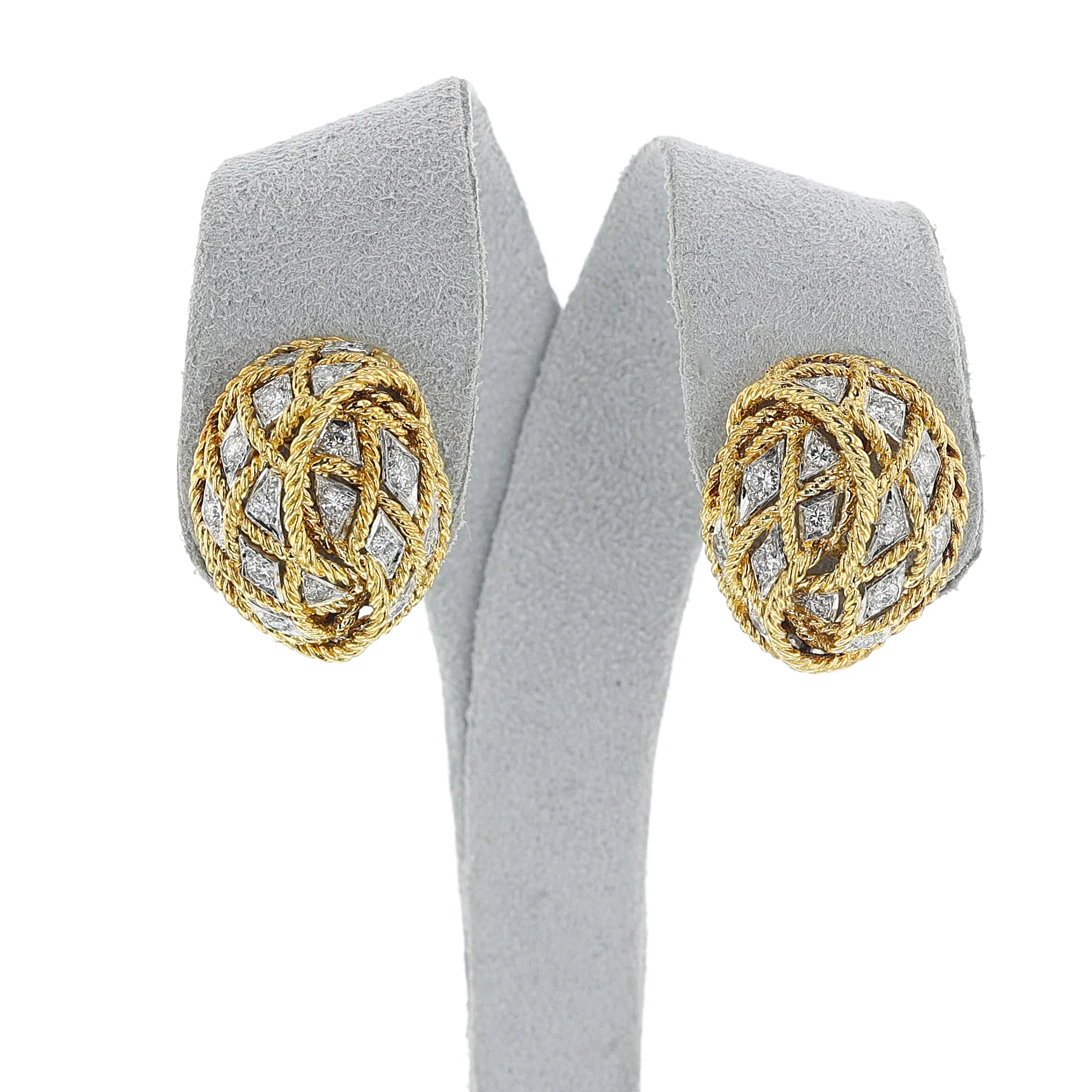 Rope-work Gold and Diamond Earrings, 18k