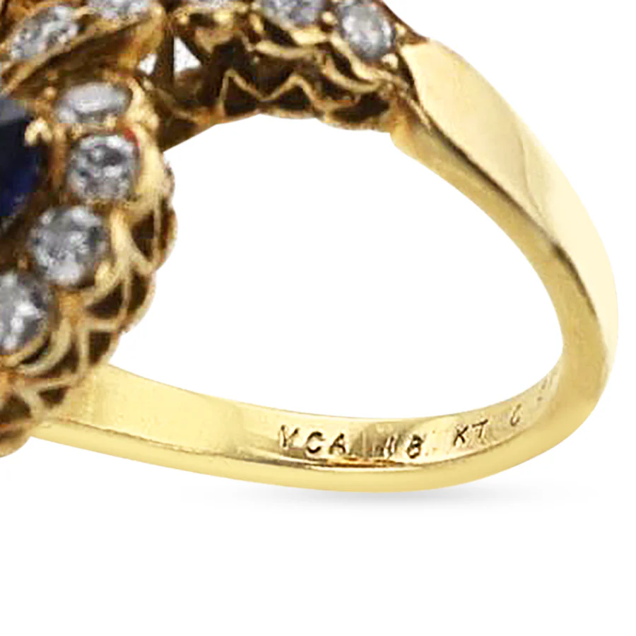 Van Cleef & Arpels French Double Pear Shape Sapphire and Diamond Cocktail Ring