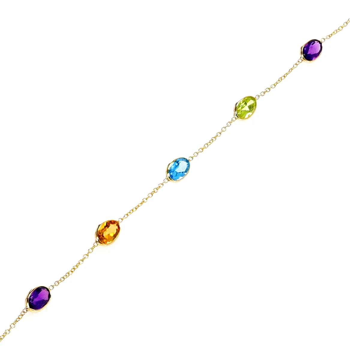 Mixed Semi-Precious Bracelet (Amethyst, Peridot, Citrine, Blue Topaz), 18K