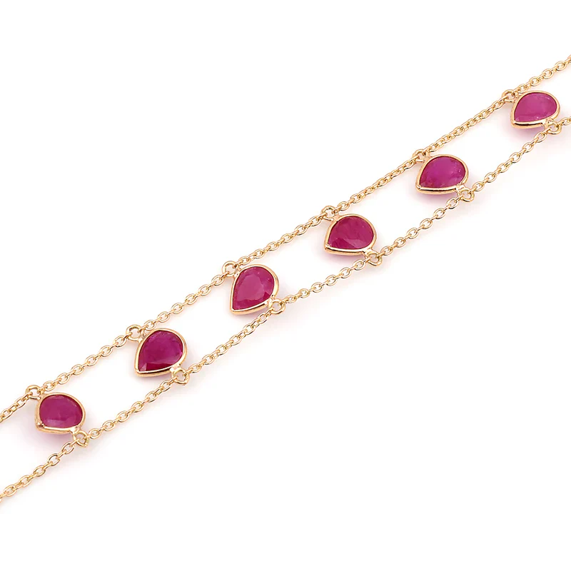 Pear Multi Sapphire, 18k Yellow Gold Bracelet