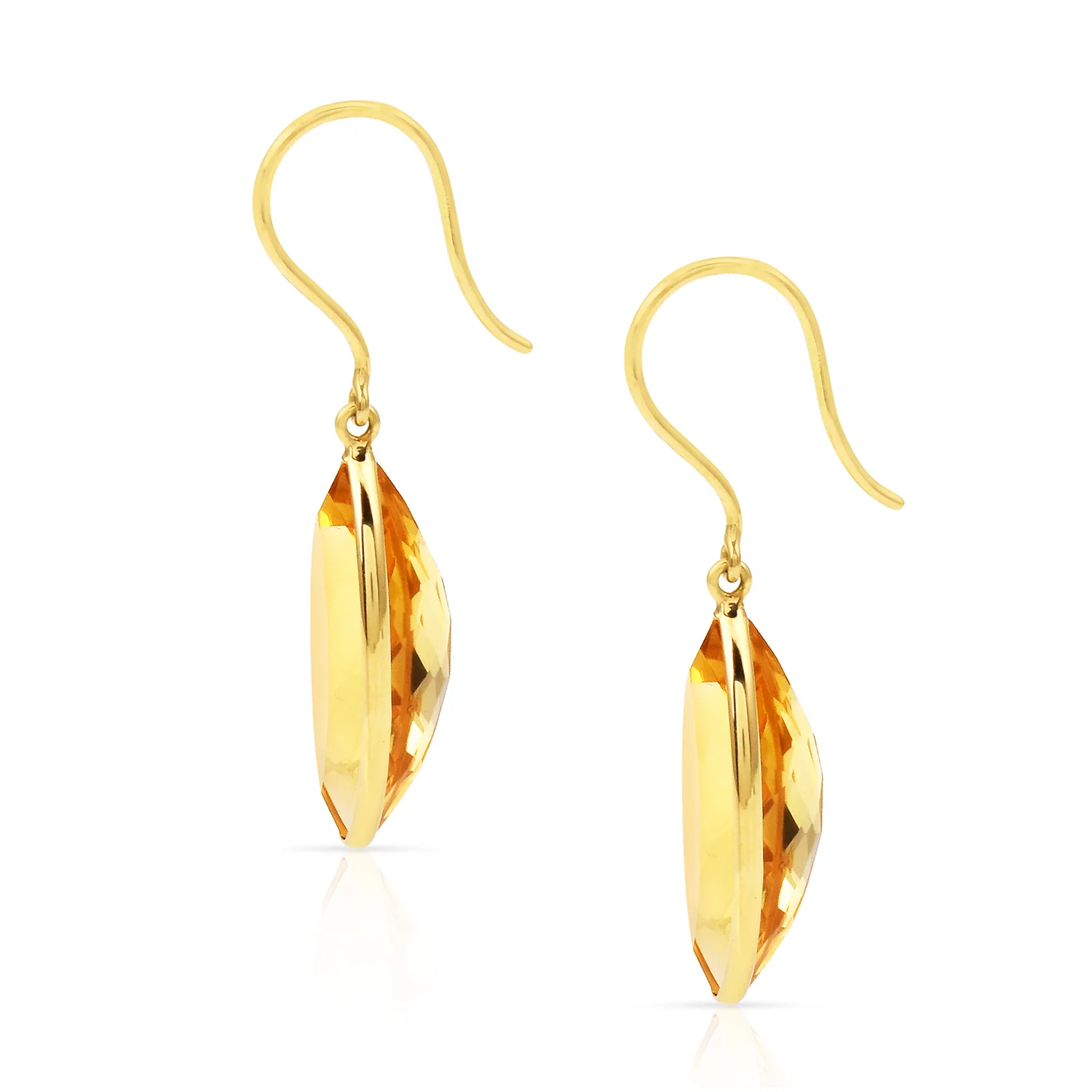 Citrine Marquise Shape Dangling Earrings made in 18 Karat Yellow Gold.
