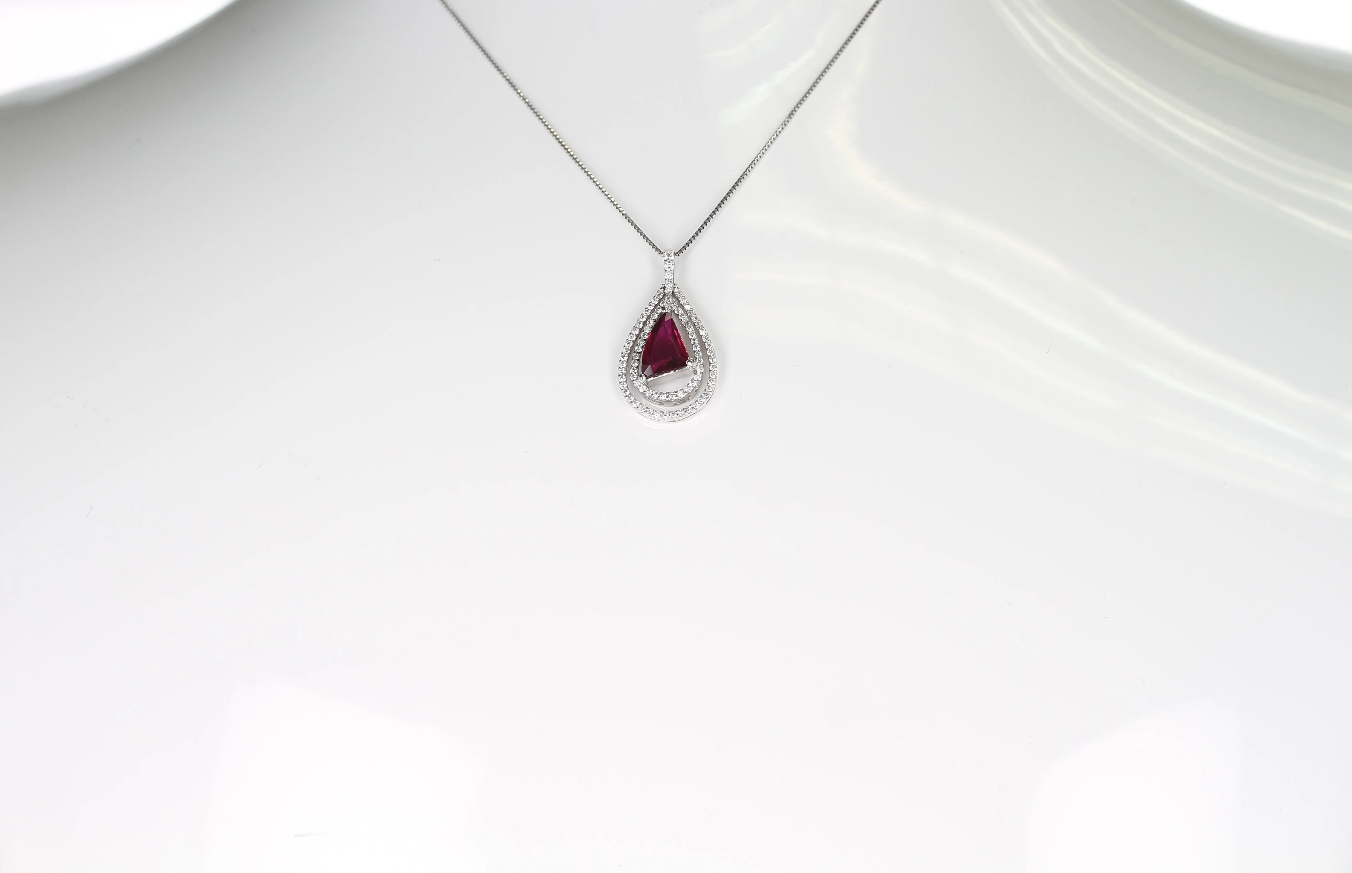 Certified 2.03 carat No Heat Vivid Red Mozambique Ruby and Diamond Pendant, Platinum