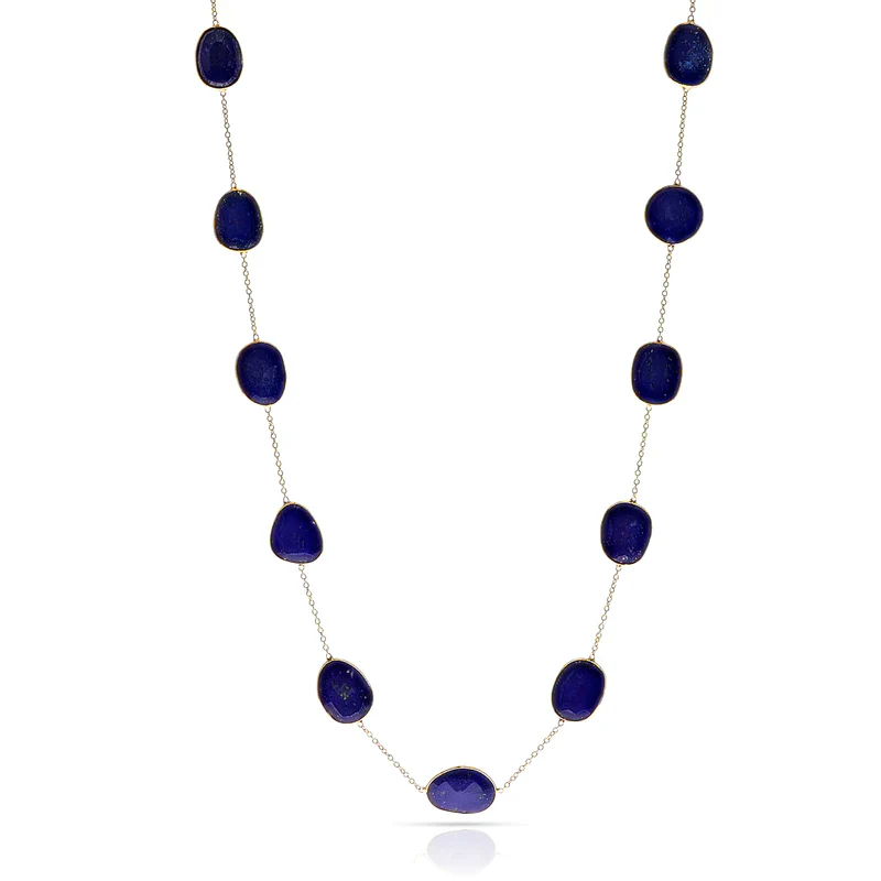 Mixed Cut Large Gemstone Necklace, 18k