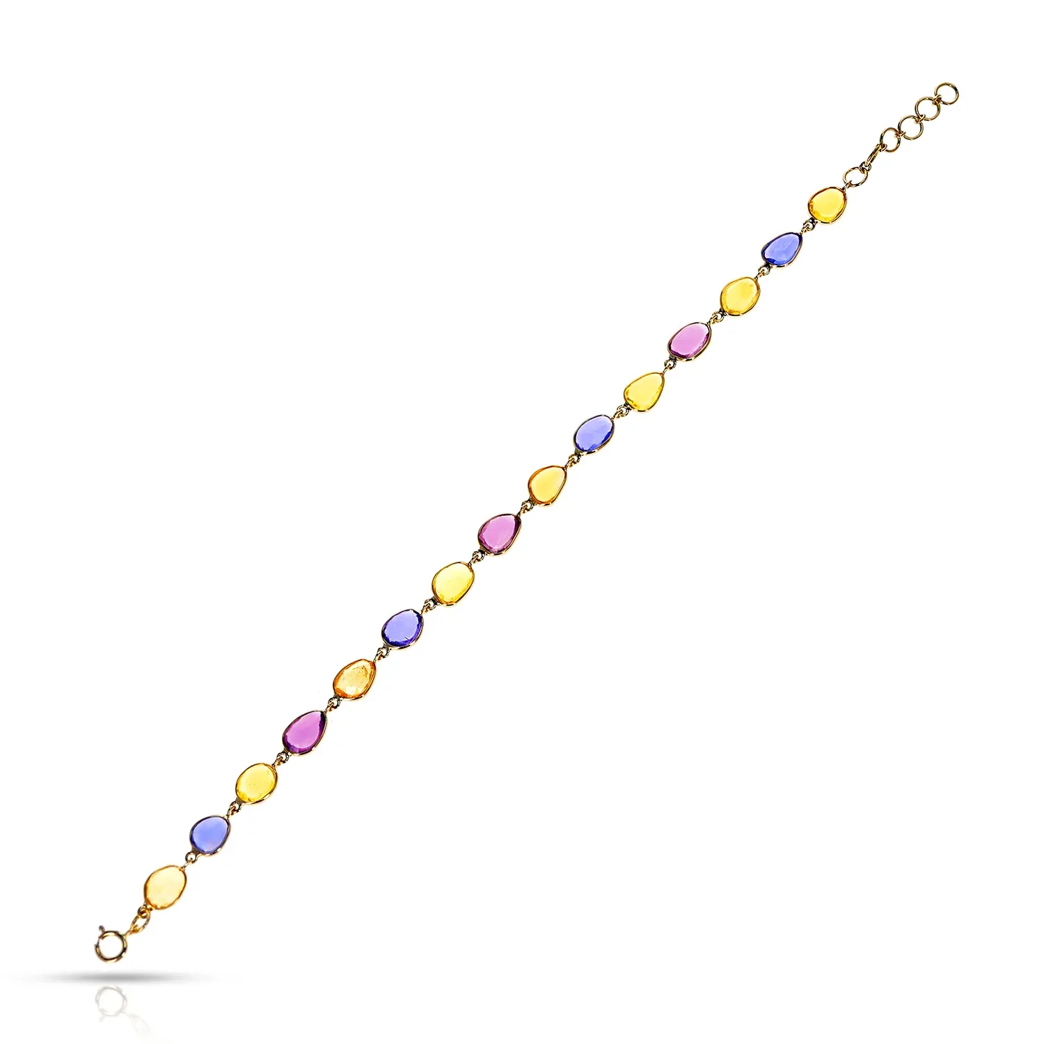 Oval Labradorite Cabochon Tennis Bracelet, 18k Yellow Gold