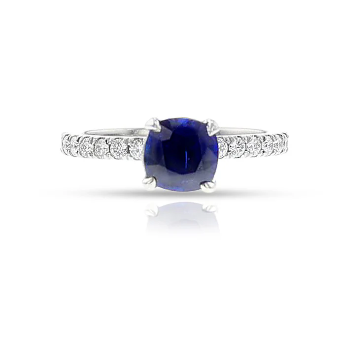 GIA Certified 1.46 ct. Unheated Burma Sapphire Ring, Platinum