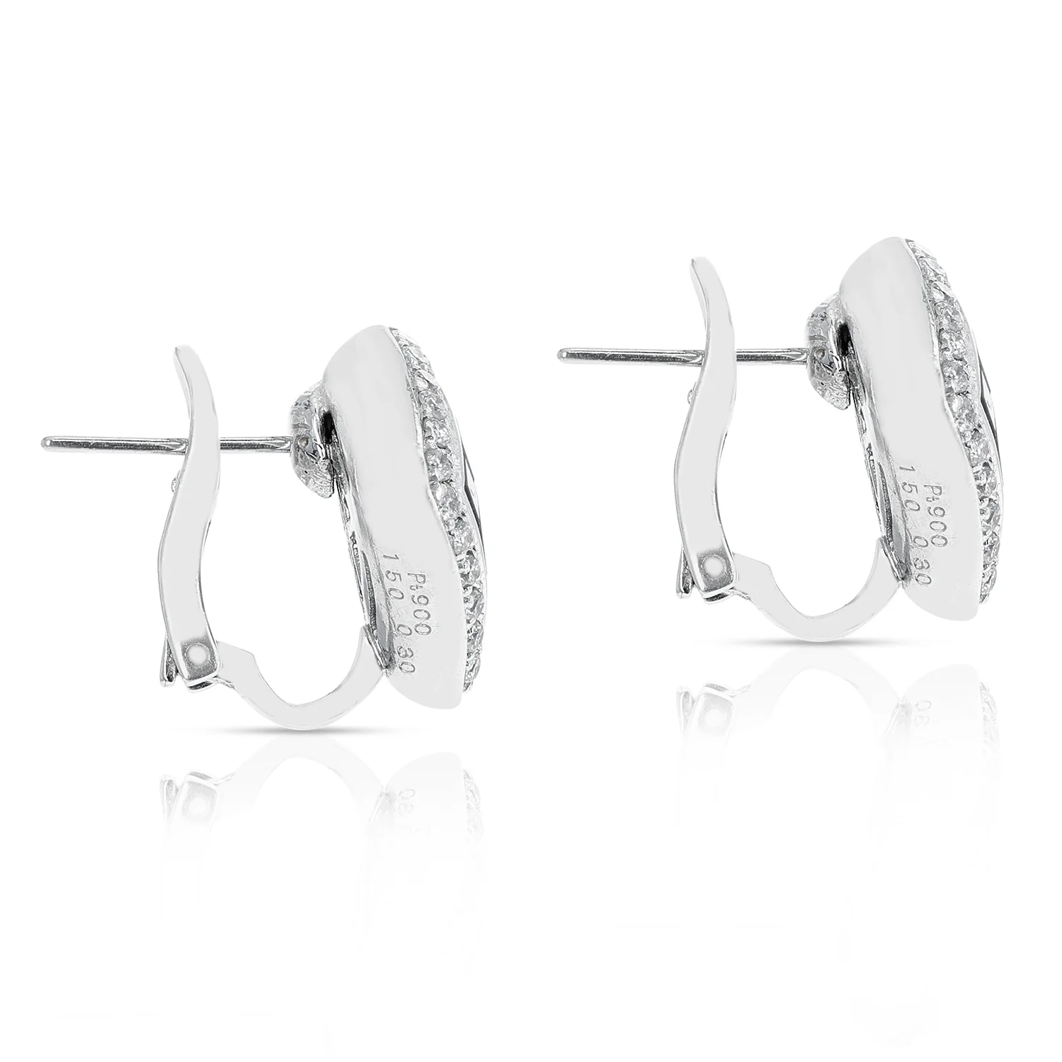 Square 3 ct. Sapphire and Diamonds 0.60 carats 18K White Gold Earrings