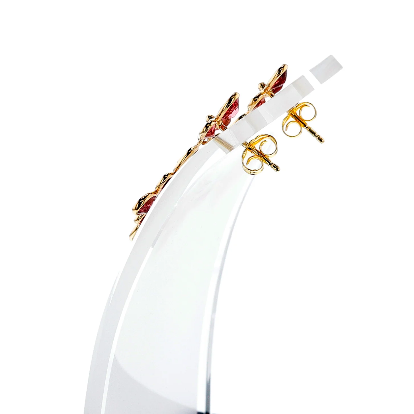 Pink Tourmaline Cocktail Dangling Earrings, 18k