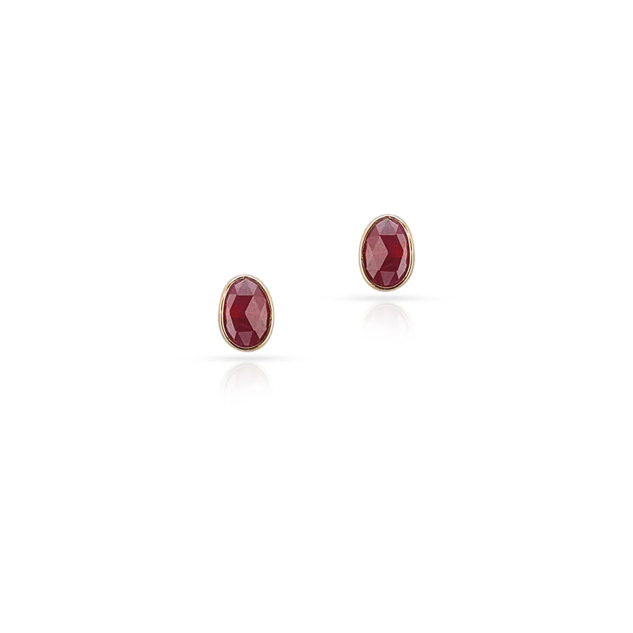 Oval Ruby Studs, 18K
