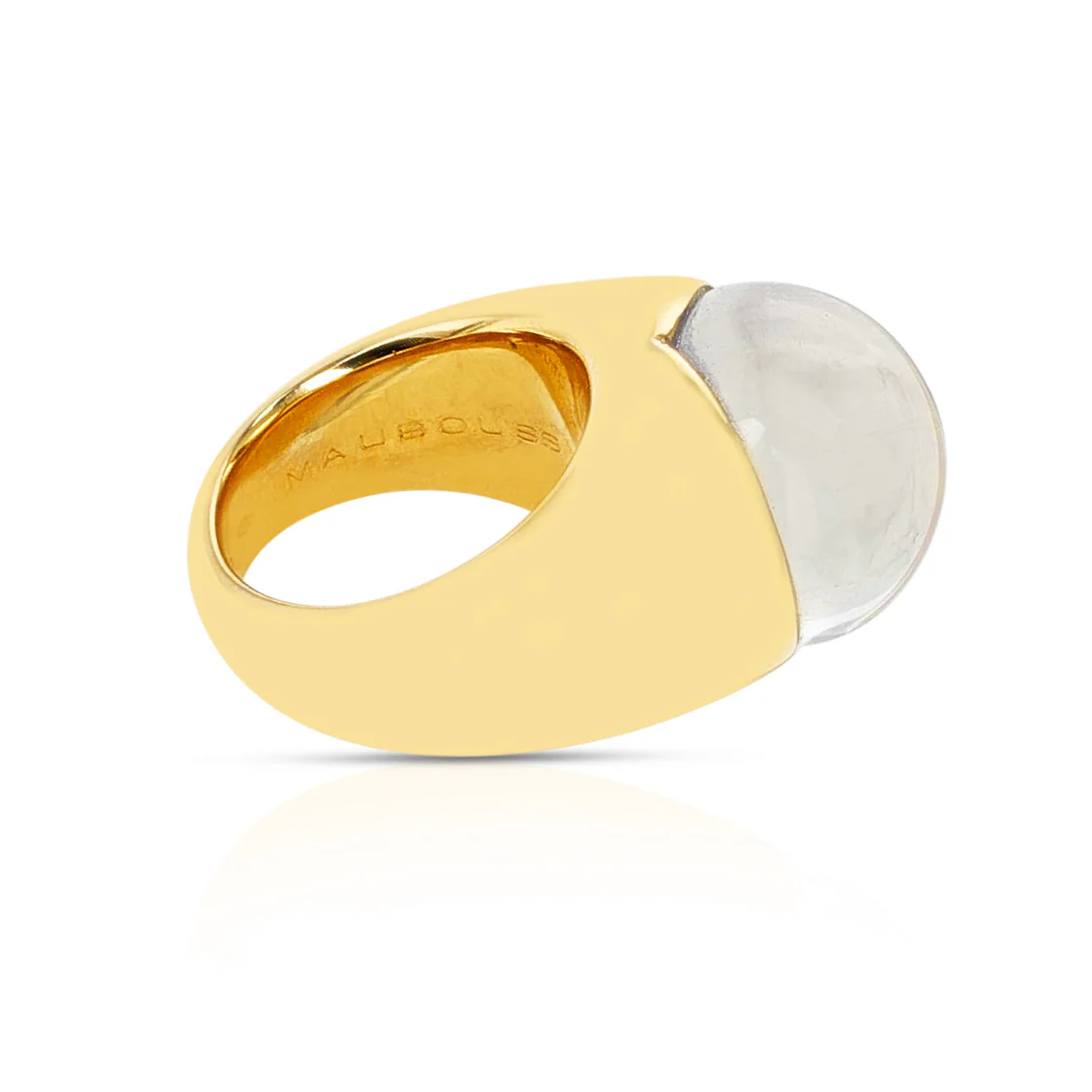 Mauboussin Clear Crystal with Dark Tint and Diamond Dome Ring, 18K