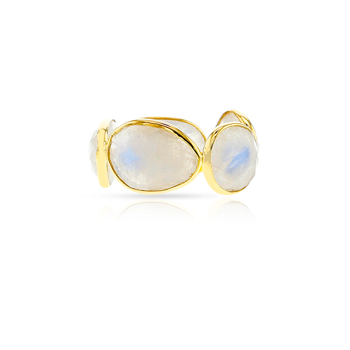 Rainbow Moonstone Cut Stone Band, 18k