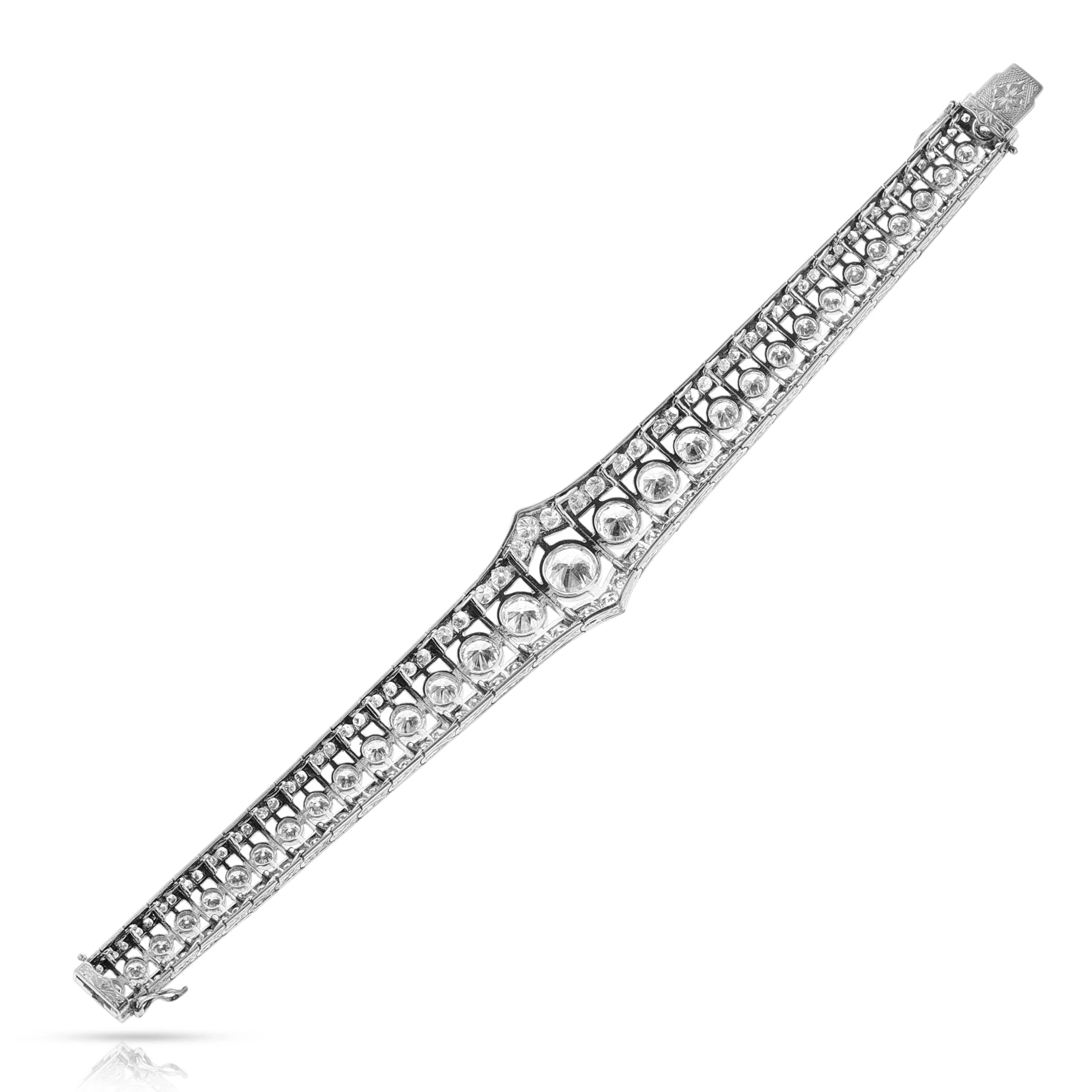 Mid-Century Old-European Cut Diamond Platinum Bracelet