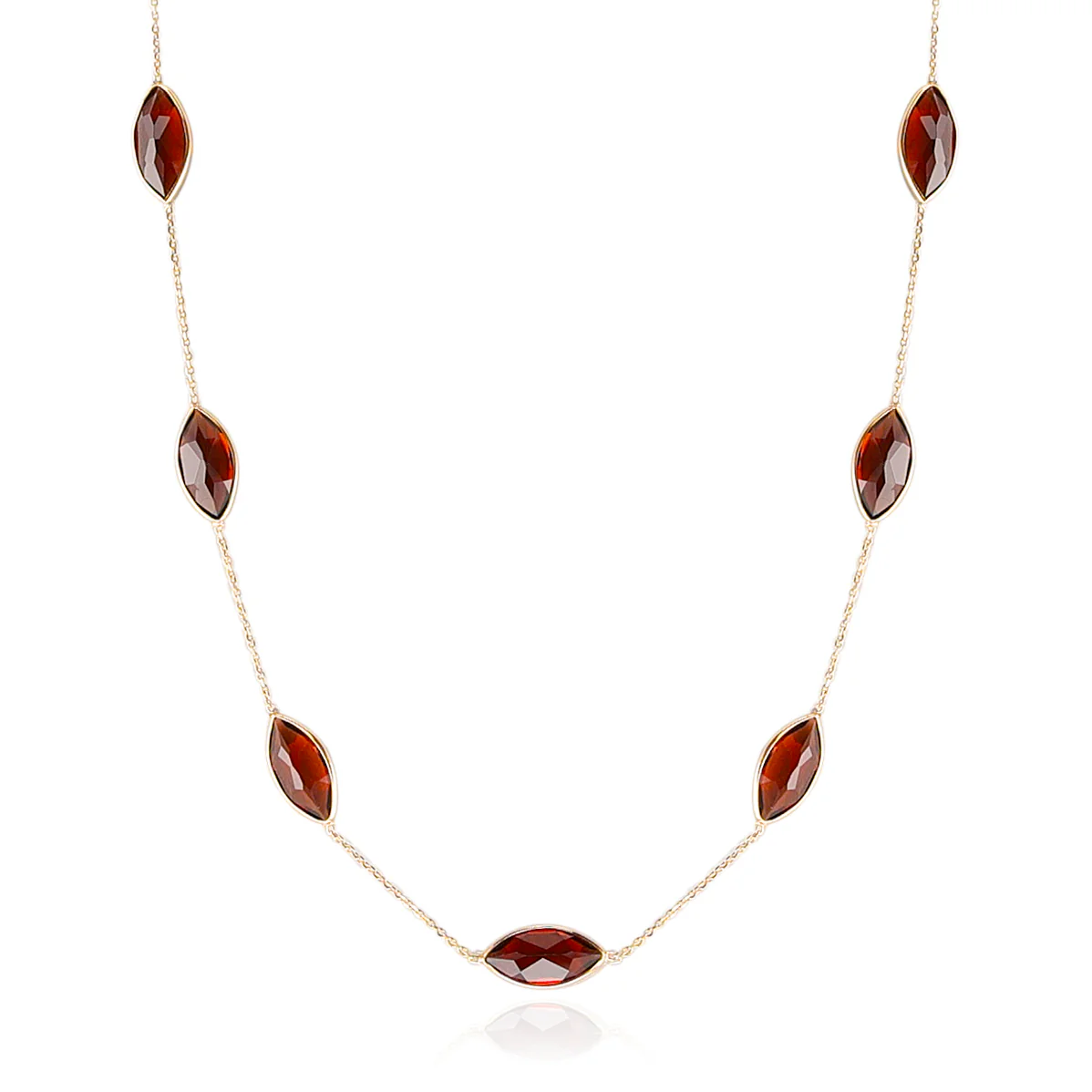 Garnet Marquise Necklace, 18k