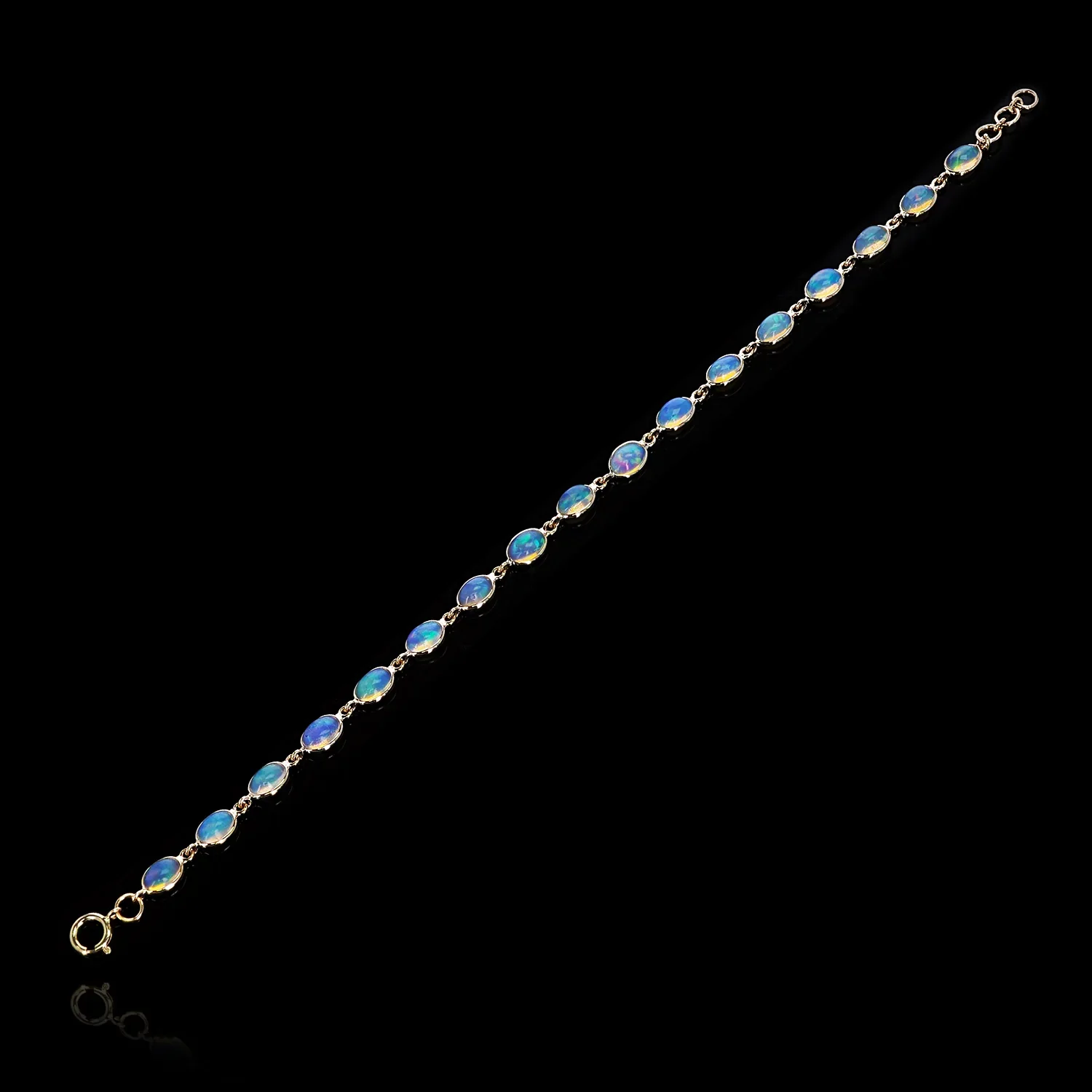 Oval Labradorite Cabochon Tennis Bracelet, 18k Yellow Gold