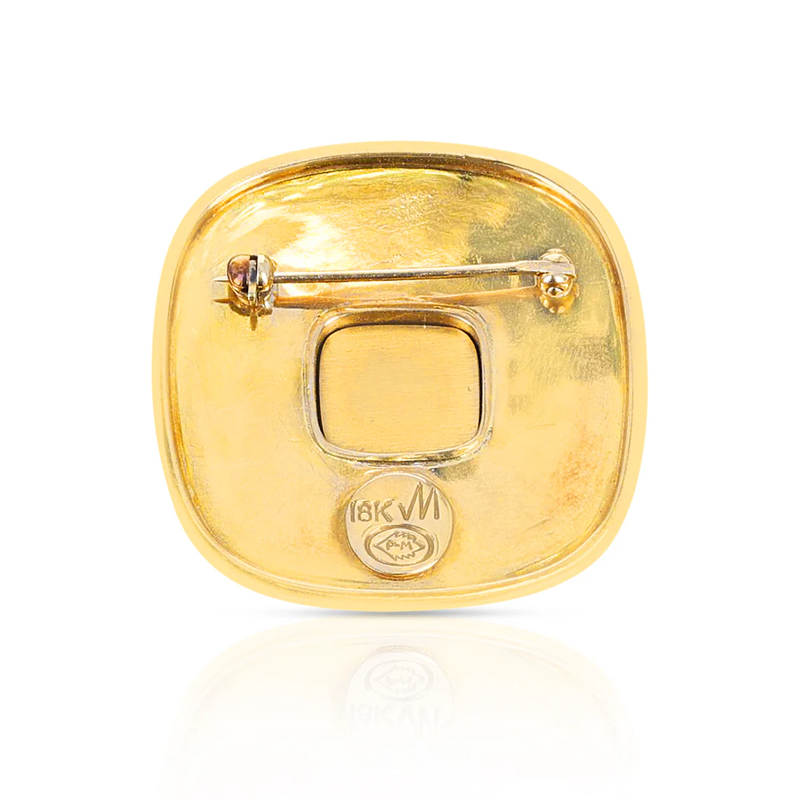 Square Opal Star Brooch Pin, 18 Karat Yellow Gold