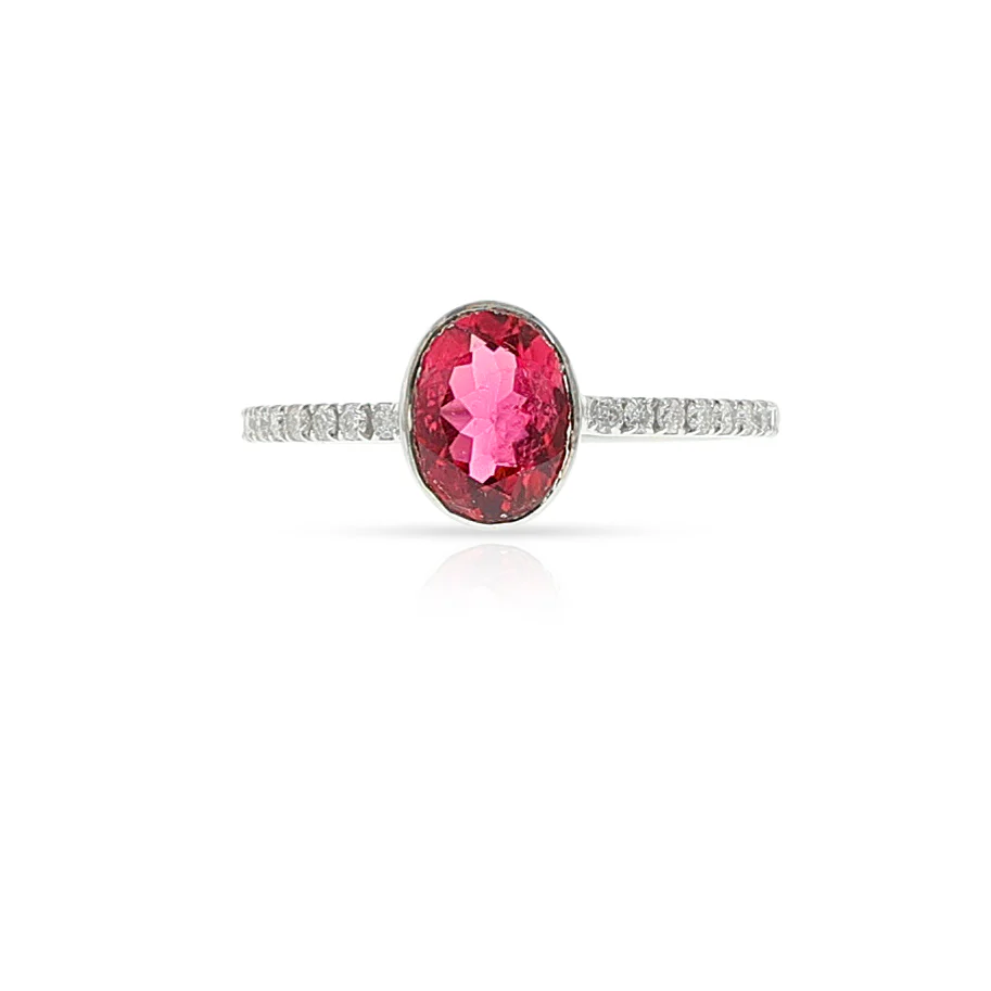 Oval Pink Tourmaline and Diamond Ring, 18k