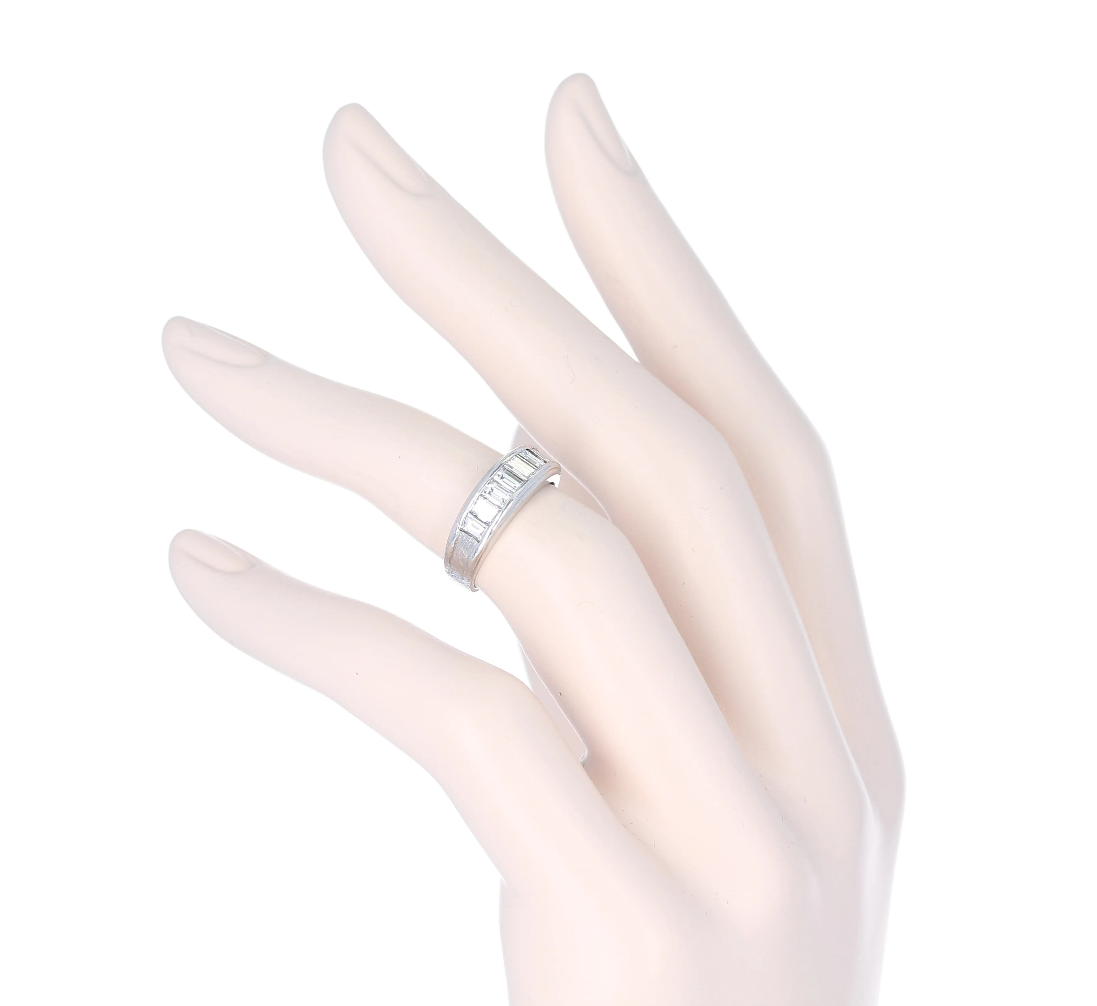 Channel Invisible Set Diamond Half-Eternity Band, Platinum and 18K