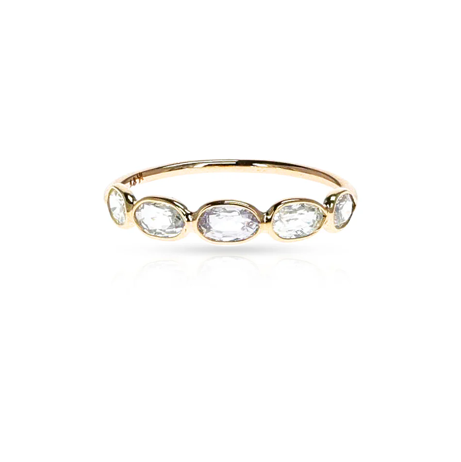White Sapphire Half Band, 18K