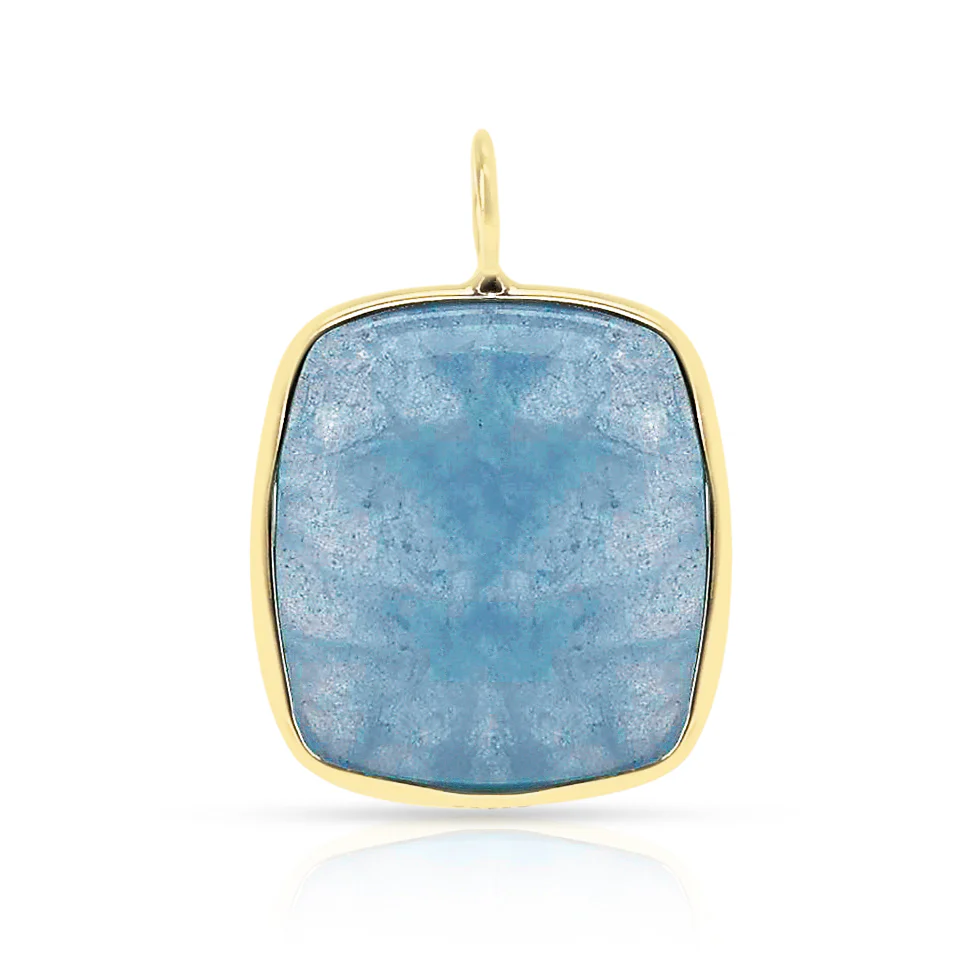 Aquamarine Cushion-Shape Pendant, 14K Yellow Gold