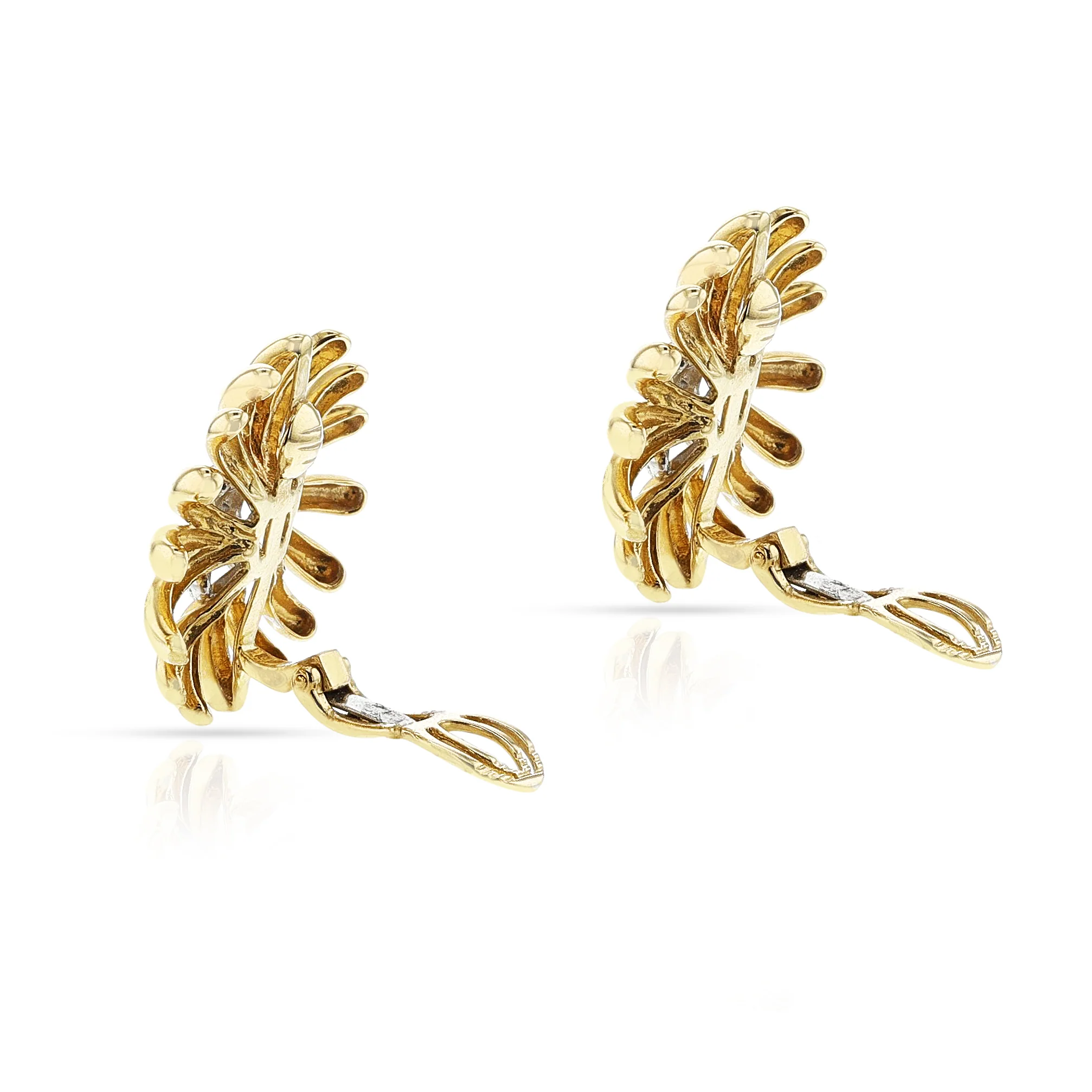 Gold and Diamond Flower Earrings, 18k