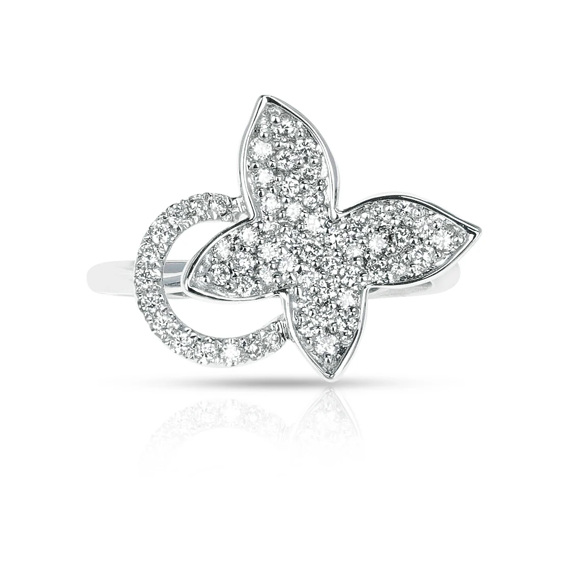Piero Milano Butterfly and Halo Diamond Ring, 18k White