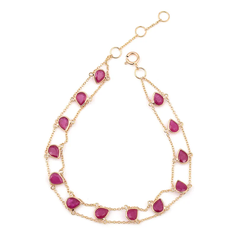 Pear Multi Sapphire, 18k Yellow Gold Bracelet