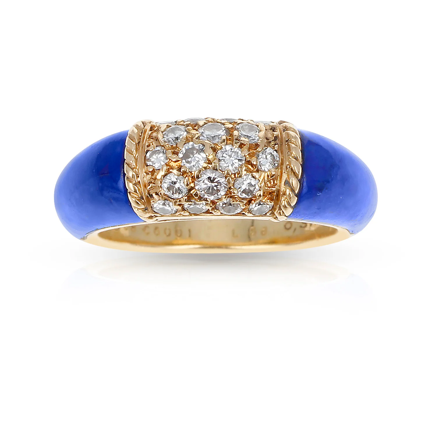Van Cleef & Arpels Lapis and 5 Row Diamond Stacking Philippine Ring, 18K Yellow