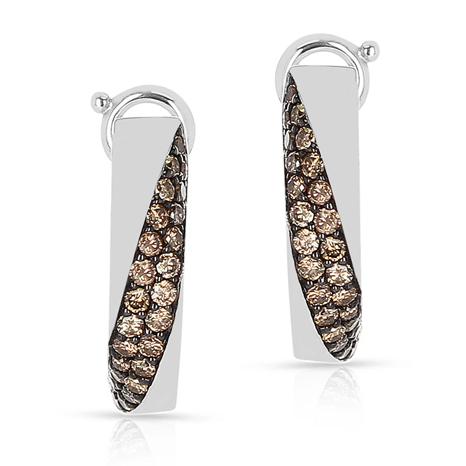Mauboussin Champagne Diamond Pave Earrings, 18 Karat White Gold