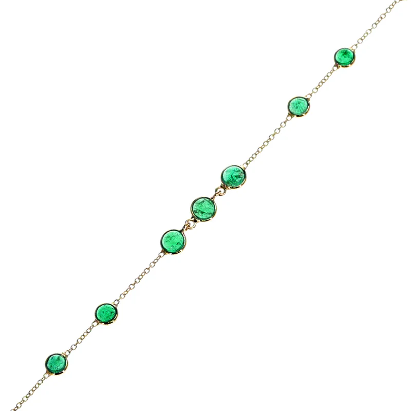 Round Cabochon Gemstone Bracelet, 18k Yellow Gold