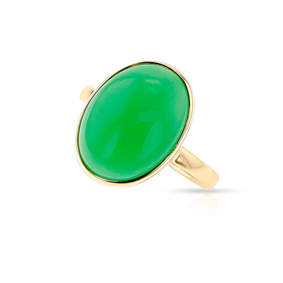 Chrysoprase Cabochon Statement Ring, 18k