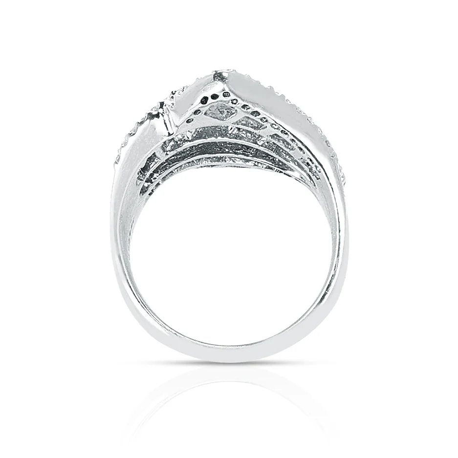 18K 1.35 ct. Five Row Diamond Baguettes Cocktail Ring