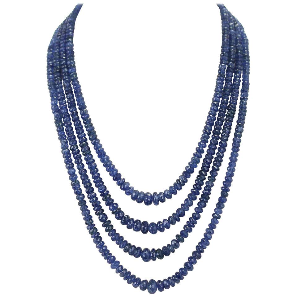 Genuine & Natural Necklace of Fine Blue Sapphire Faceted Beads