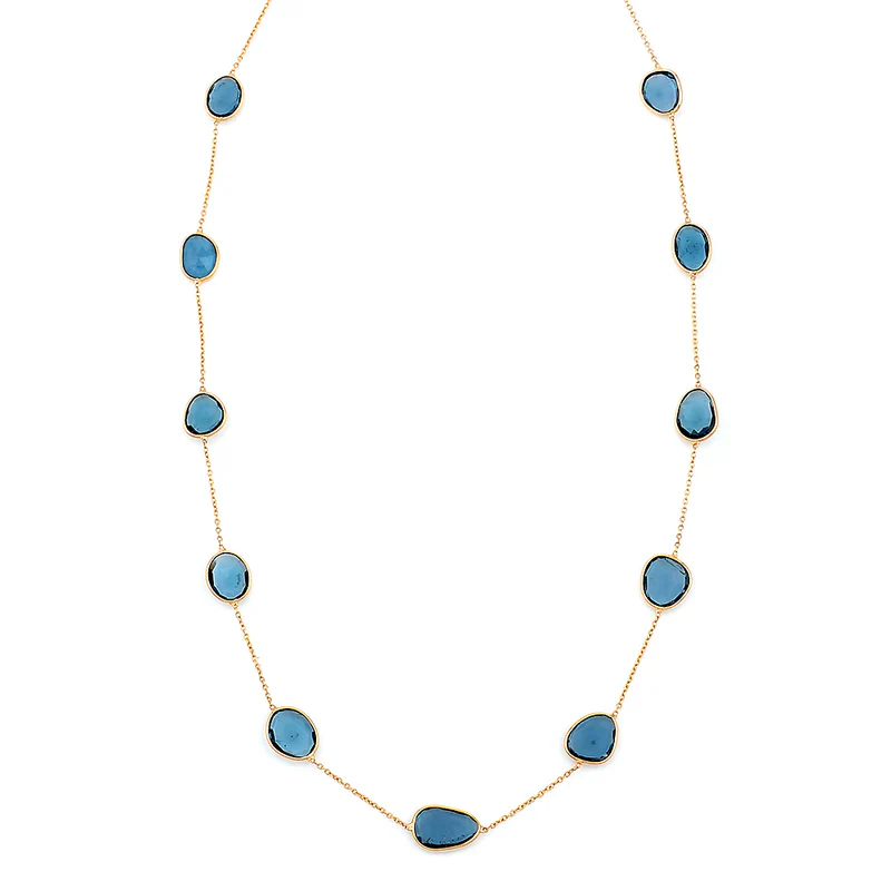 Mixed Cut Large Gemstone Necklace, 18k